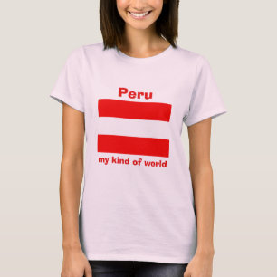 Peru-Flagge + Karte + Text T-Shirt