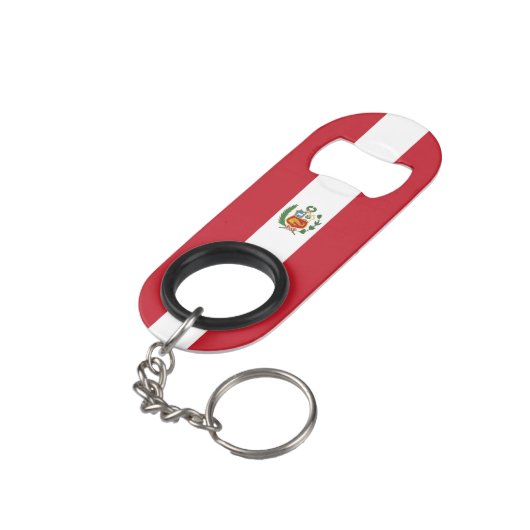 Peru-Flagge Mini Flaschenöffner (Rückseite Schrägansicht)