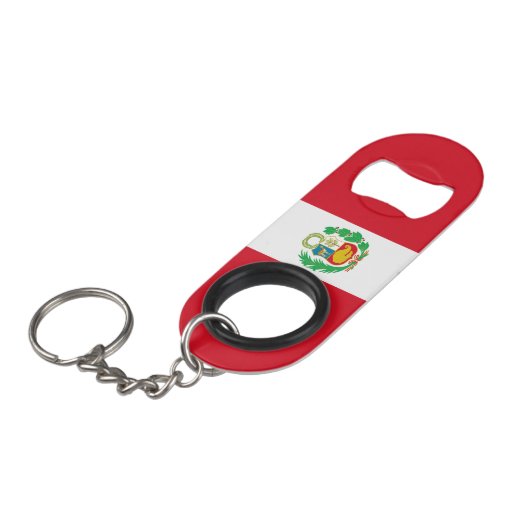 Peru-Flagge Mini Flaschenöffner (Vorderseite Schrägansicht)