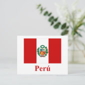 Peru-Flagge mit dem Namen auf Spanisch Postkarte (Stehend Vorderseite)