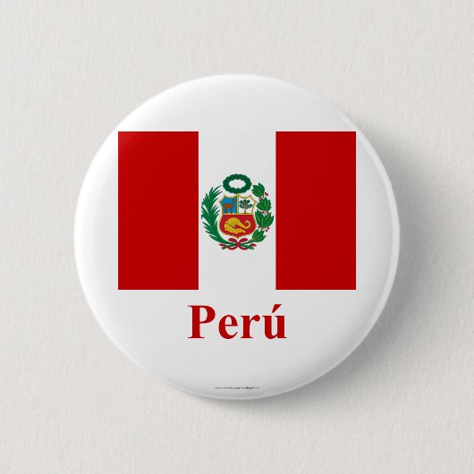 Peru-Flagge mit Namen auf spanisch Button (Vorderseite)