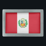 Peru-Flagge Rechteckige Gürtelschnalle<br><div class="desc">Patriotische Flagge Perus.</div>