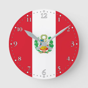 Peru-Flagge Runde Wanduhr