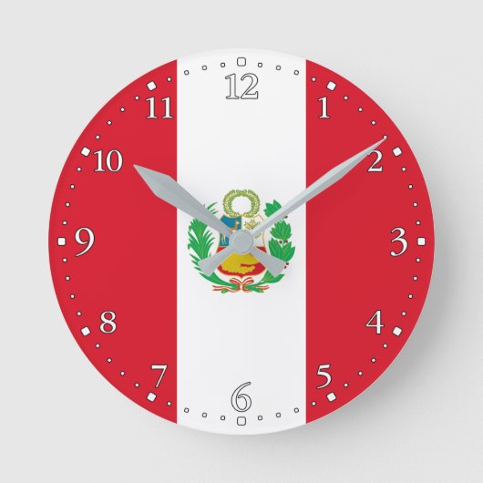 Peru-Flagge Runde Wanduhr (Vorderseite)