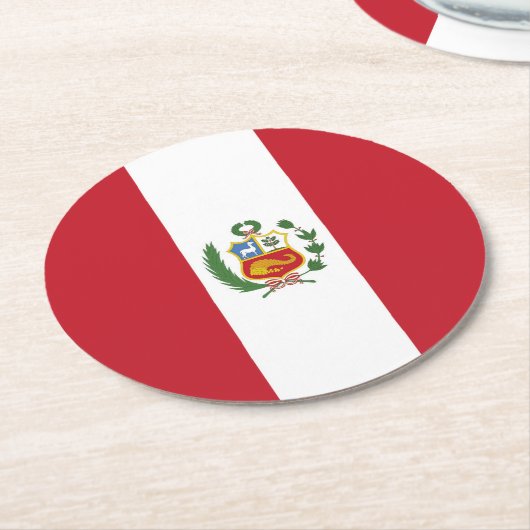 Peru-Flagge Runder Pappuntersetzer (Angewinkelt)