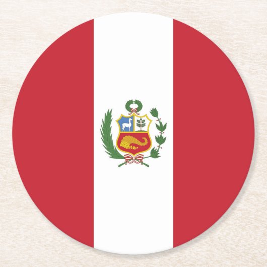 Peru-Flagge Runder Pappuntersetzer (Vorderseite)