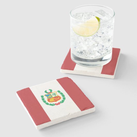 Peru-Flagge Steinuntersetzer (Seitenansicht)