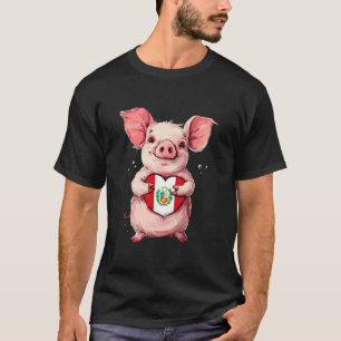 Peru-Flagge Süßes Schwein Herz Peruanischer Stolz T-Shirt