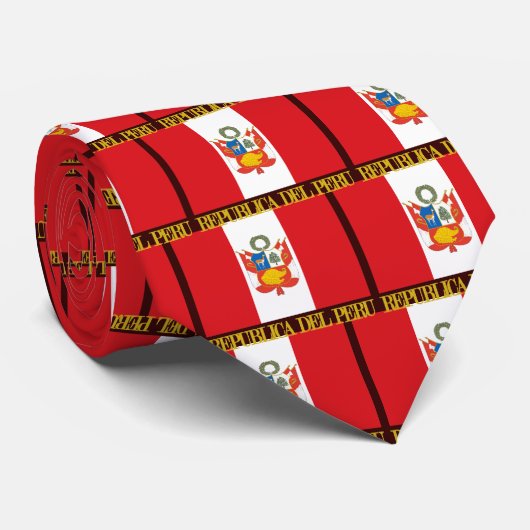 Peru-Flagge und COA Krawatte (Gerollt)