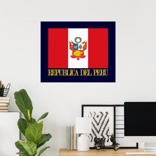 Peru-Flagge und COA Poster (Heimbüro)