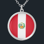 Peru-Flagge Versilberte Kette<br><div class="desc">Patriotische Flagge Perus.</div>