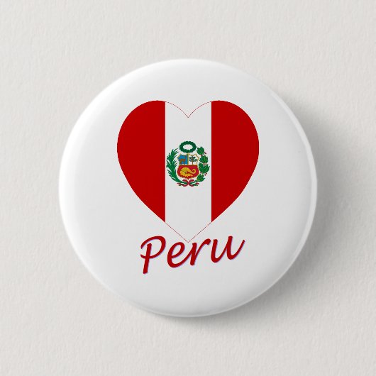 Peru-Flaggen-Herz Button (Vorderseite)