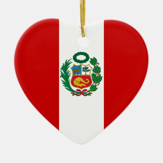 Peru-Flaggen-Herz Keramik Ornament (Vorne)