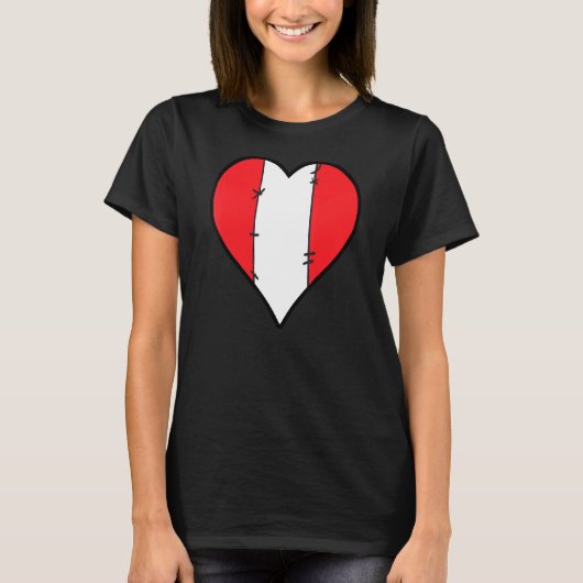 Peru Herz Peruaner Flagge T-Shirt (Vorderseite)