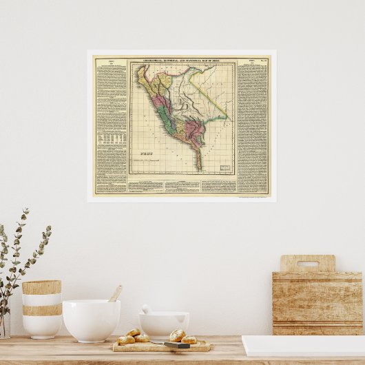 Peru History Map - 1822 Poster (Küche)