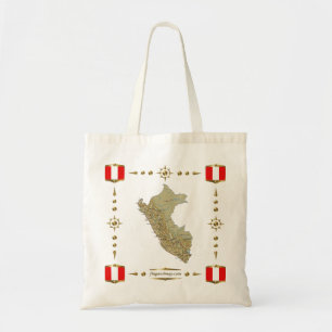 Peru Karte + Flags Bag Tragetasche