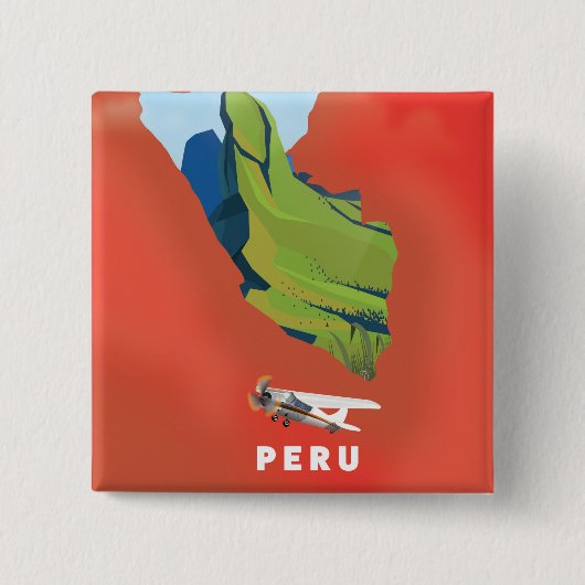 Peru-Karte Illustriertes Reiseplakat Button (Vorderseite)