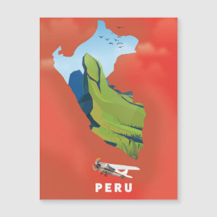 Peru-Karte Illustriertes Reiseplakat Magnetkarte