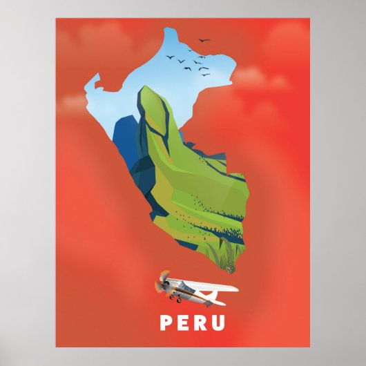 Peru-Karte Illustriertes Reiseplakat Poster (Vorne)