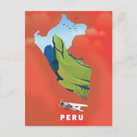 Peru-Karte Illustriertes Reiseplakat Postkarte (Vorderseite)