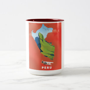 Peru-Karte Illustriertes Reiseplakat Zweifarbige Tasse
