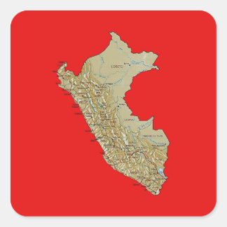 Peru-Kartenaufkleber Quadratischer Aufkleber