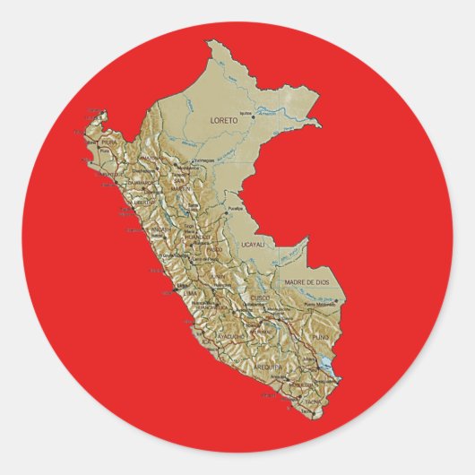Peru-Kartenaufkleber Runder Aufkleber (Vorderseite)