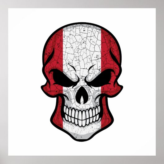 Peru lächelnde Schädelflagge Poster (Vorne)