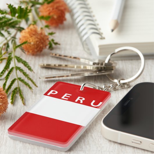 Peru-Landesflaggesymbol-Namentext Schlüsselanhänger (Vorderseite rechts)