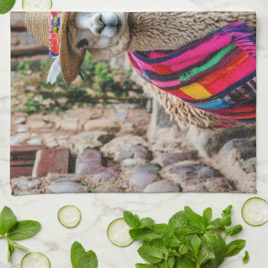 Peru Llama Geschirrtuch (Gefaltet)