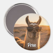 Peru Llama in Sonnenbrille Magnet (Vorderseite/Rückseite)