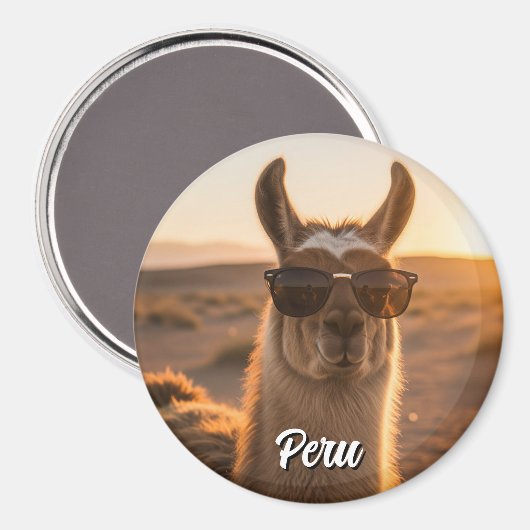 Peru Llama in Sonnenbrille Magnet (Vorderseite/Rückseite)
