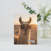 Peru Llama in Sonnenbrille Postkarte (Stehend Vorderseite)