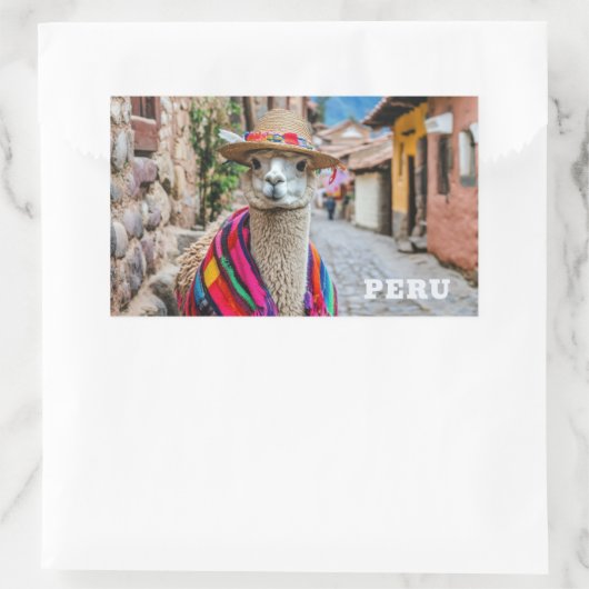 Peru Llama Rechteckiger Aufkleber (Tasche)