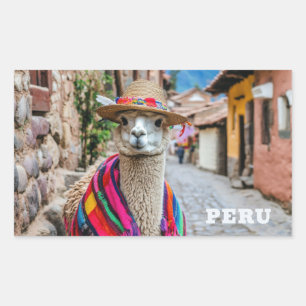 Peru Llama Rechteckiger Aufkleber