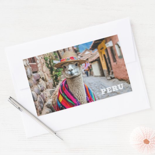 Peru Llama Rechteckiger Aufkleber (Umschlag)