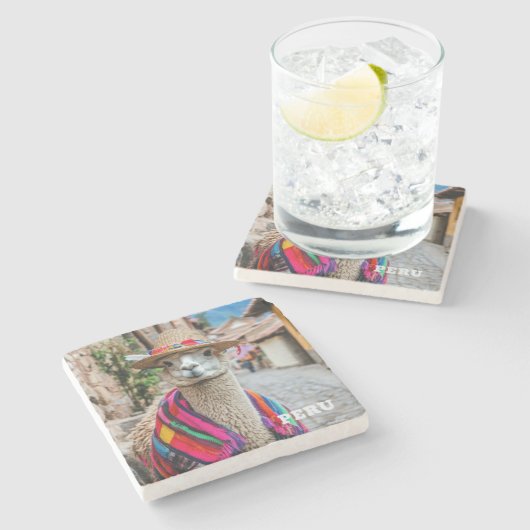 Peru Llama Steinuntersetzer (Seitenansicht)