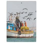 Peru, Los Organos. Fischerboot in Los Organos Klemmbrett (Rückseite)