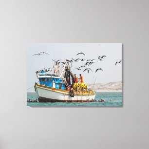 Peru, Los Organos. Fischerboot in Los Organos Leinwanddruck