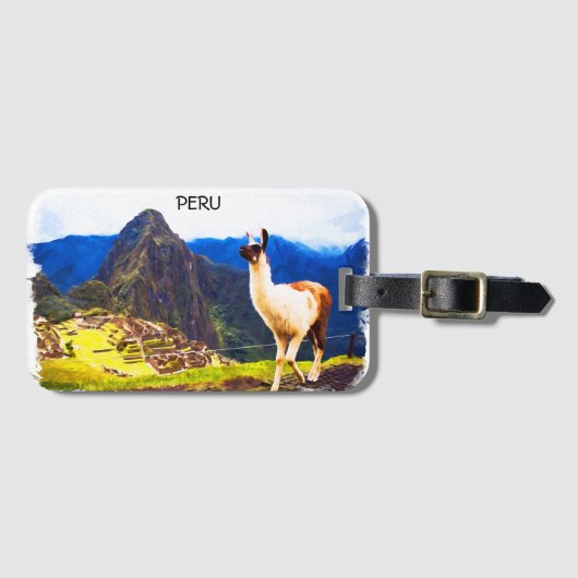 Peru Machu Picchu Alpaca Gepäckanhänger (Vorderseite (Horizontal))