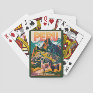 Peru Machu Picchu Illustration Reise Kunst Vintage Spielkarten
