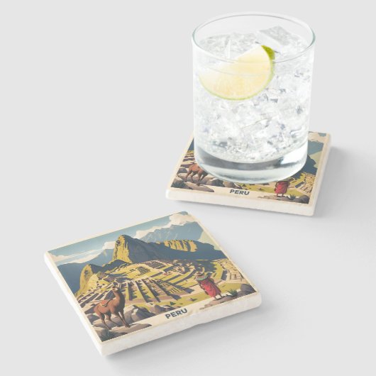 Peru Machu Picchu Steinuntersetzer (Seitenansicht)