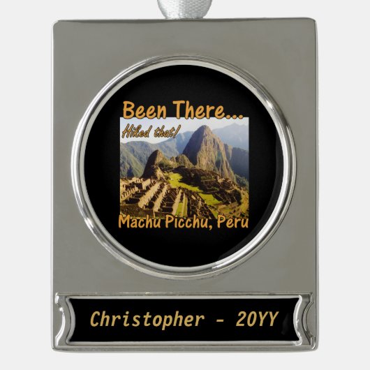 Peru Machu Picchu Wandern Banner-Ornament Silber (Vorderseite)
