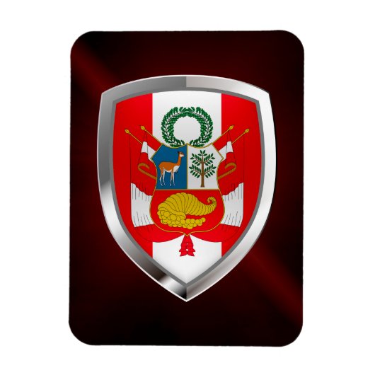Peru Metallic Emblem Magnet (Vertikal)