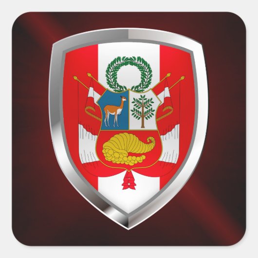 Peru Metallic Emblem Quadratischer Aufkleber (Vorderseite)