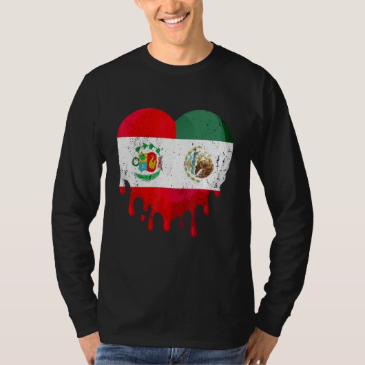Peru Mexico Flag Heart Citizen Grown Patriot Count T-Shirt (Vorderseite)