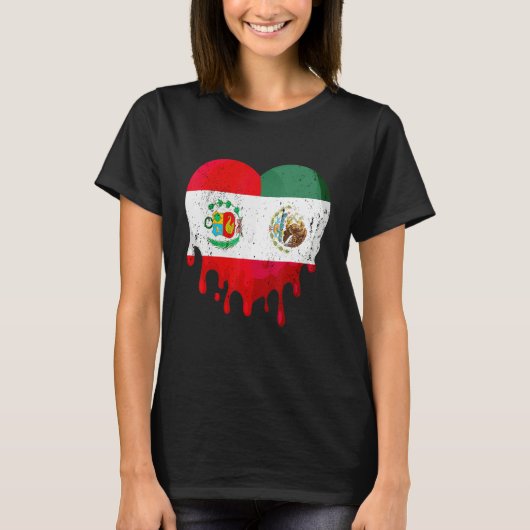 Peru Mexico Flag Heart Citizen Grown Patriot Count T-Shirt (Vorderseite)