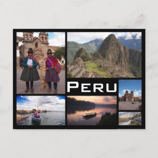 Peru multiple image collage black text postcard postkarte