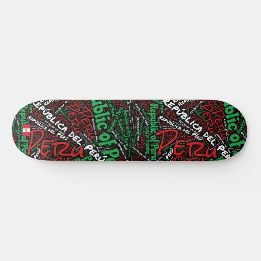 Peru National Pride Wordcloud Skateboard (Horizontal)