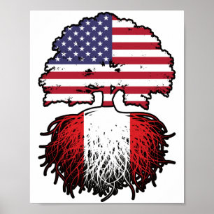 Peru Peru American USA Tree Roots Flag Poster